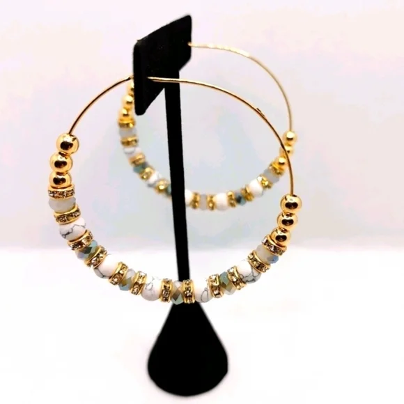 Marble Hoop Earrings - Picture 4 of 6